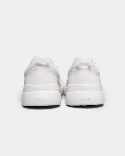 HUGO Blake Tenn Mens Leather Trainers with Branded Quarter - White 100