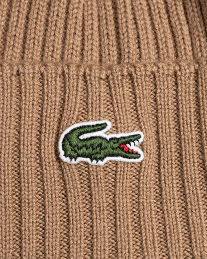 Lacoste Mens Ribbed Beanie - Cookie SIX