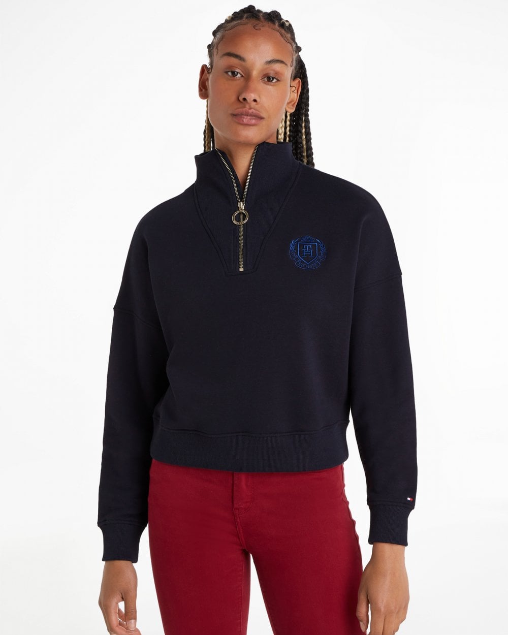 Tommy Hilfiger Relax Small Crest Womens Half-Zip Sweatshirt