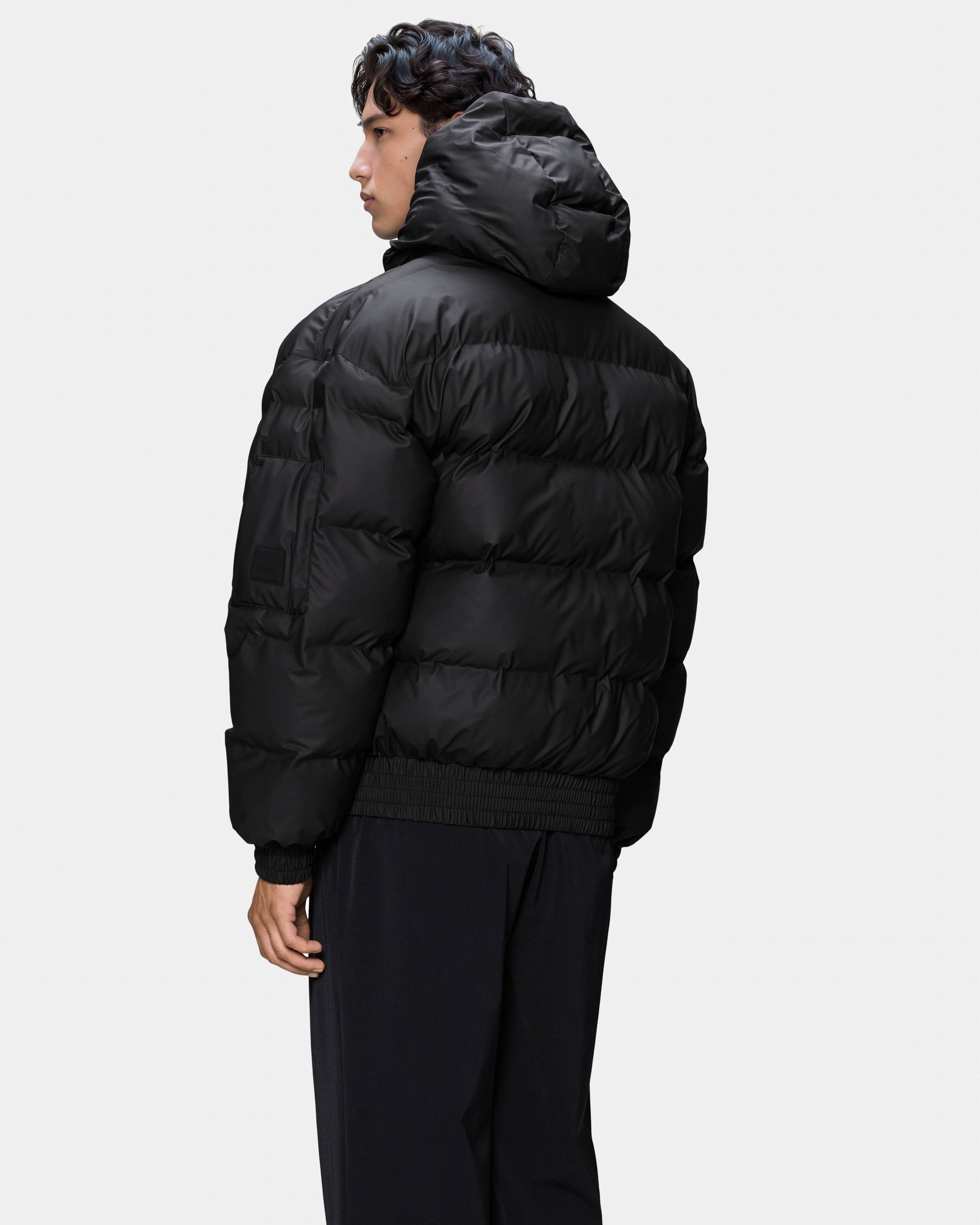 Rains Alta Bomber Puffer Jacket - 01 Black. Back.