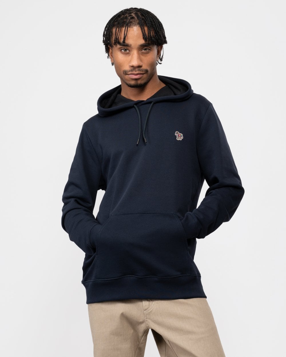 PS Paul Smith Mens Regular Fit Cotton Zebra Logo Hoodie - 49 Very Dark Navy - CHO - Designer Mens Hoodies