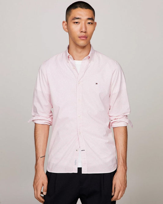 Tommy Hilfiger Flex Mini Print Long Sleeve Mens Slim Shirt
