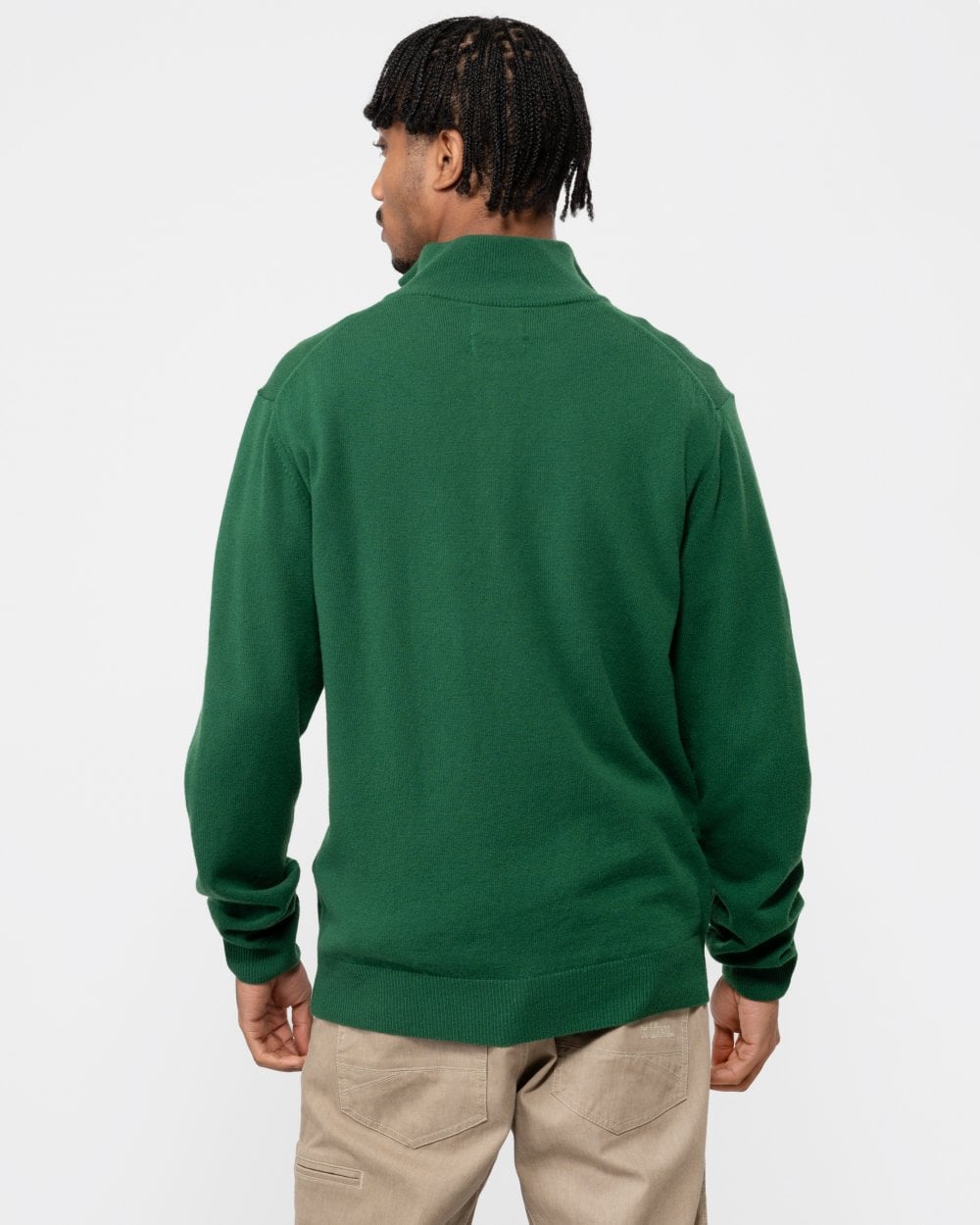GANT Mens Superfine Lambswool Half Zip Cardigan - 338 Forest Green
