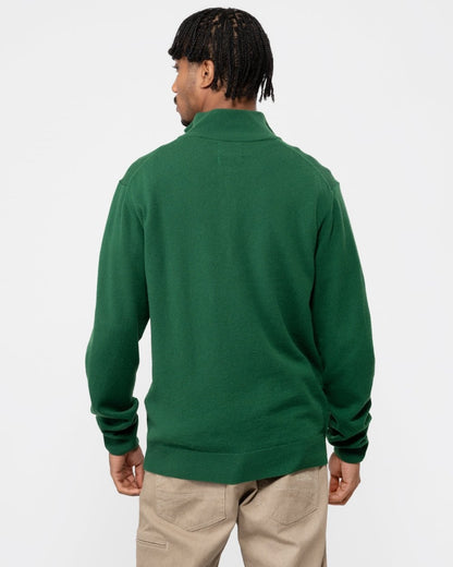 GANT Mens Superfine Lambswool Half Zip Cardigan - 338 Forest Green
