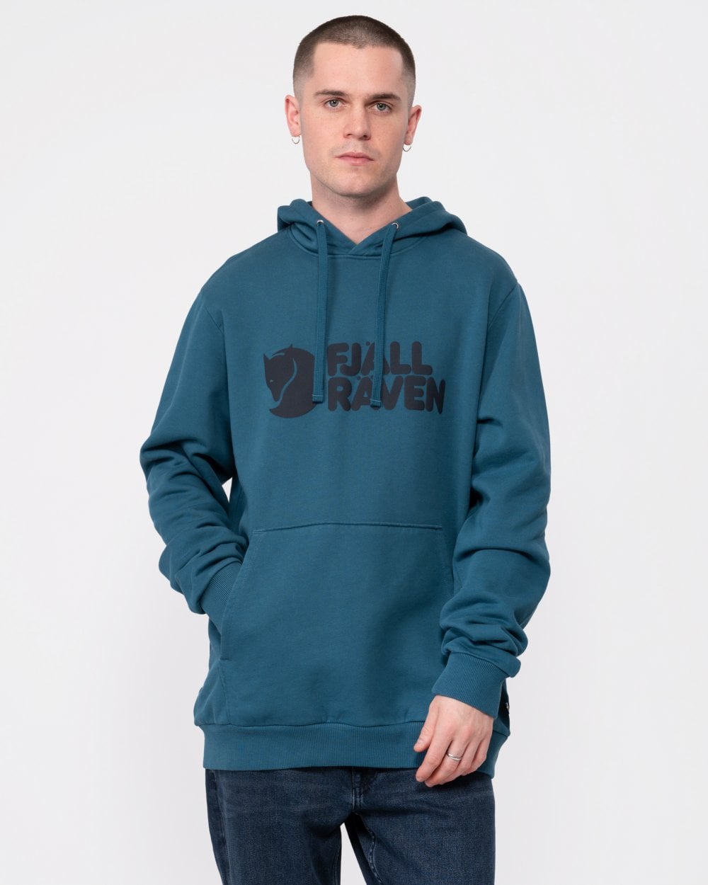 Fjallraven Logo Mens Hoodie - Deep Sea 574