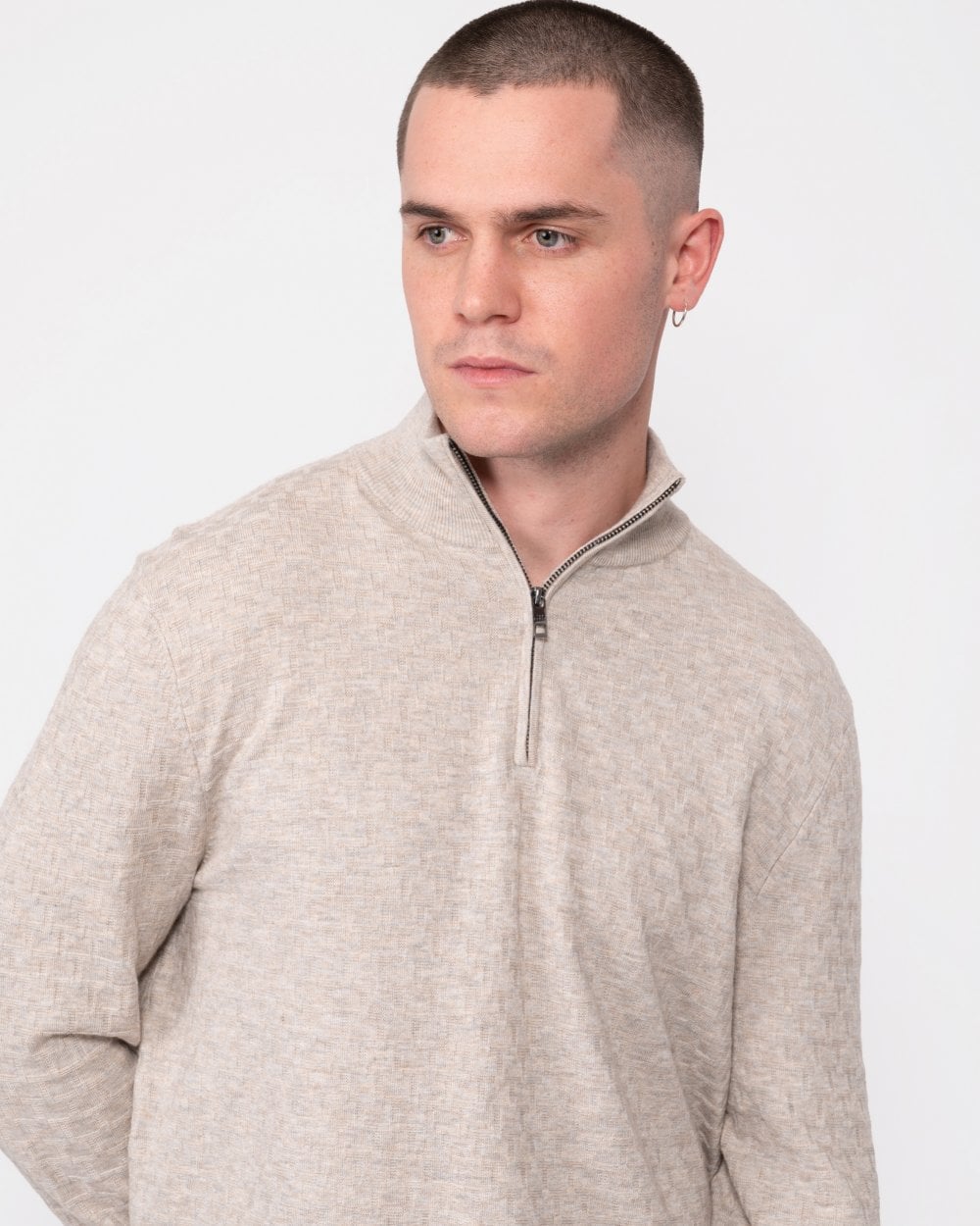 Ted Baker Kurnle Mens Long Sleeve T Knit Funnel Neck Jumper - Brown Tan