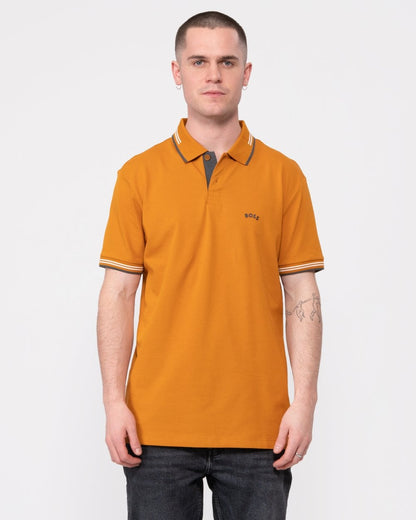 BOSS Green Paul Curved Logo Contrast Collar Mens Polo Shirt A/W 23