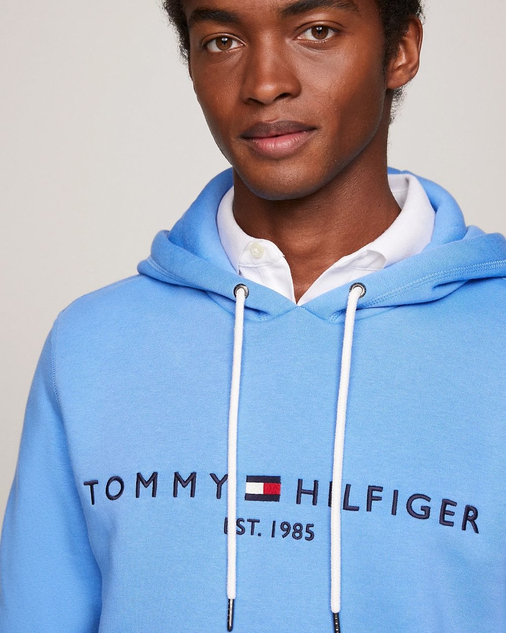 Tommy Hilfiger Tommy Logo Flex Fleece Hoodie - Blue Spell