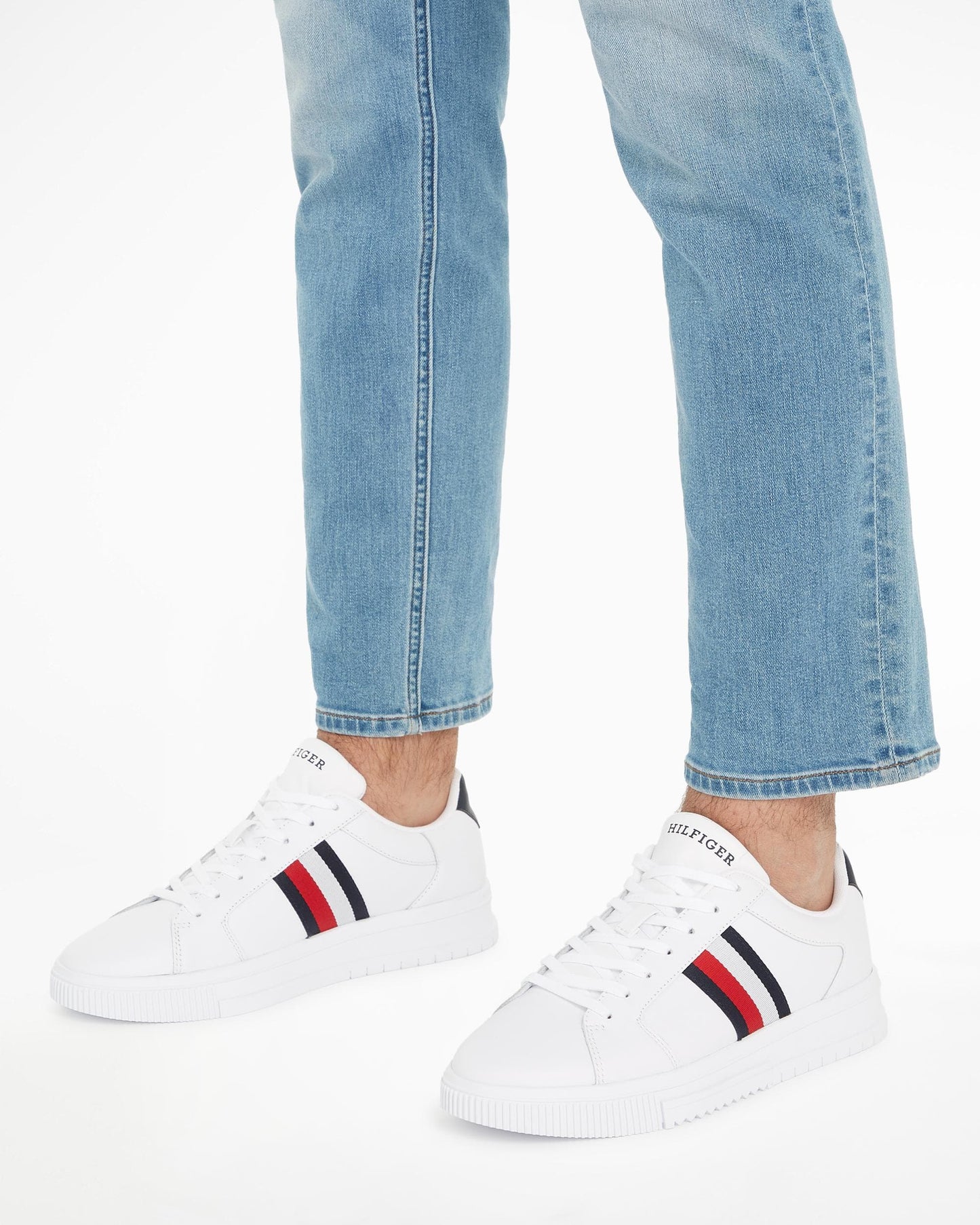Tommy Hilfiger Essential Supercup Mens Striped Leather Trainers