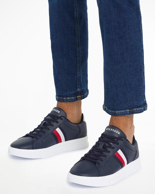 Tommy Hilfiger Essential Supercup Mens Striped Leather Trainers
