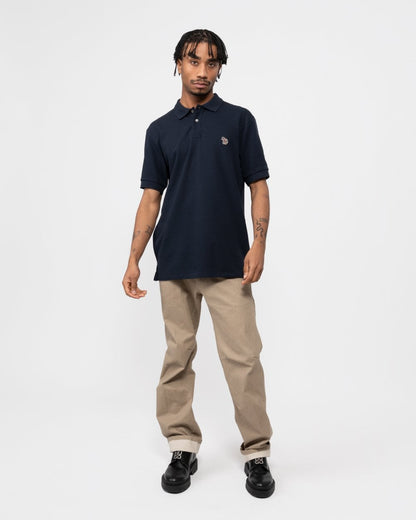 PS Paul Smith Mens Regular Fit Cotton-Piqué Zebra Logo Polo Shirt - 49 Very Dark Navy