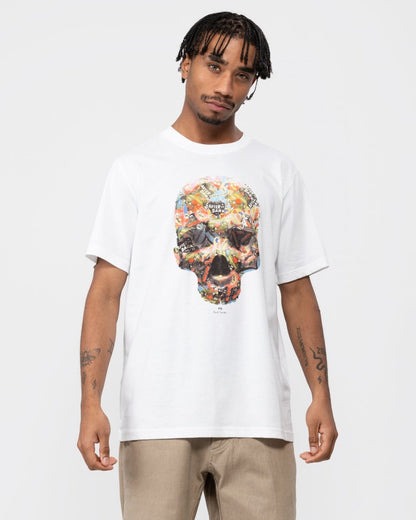 PS Paul Smith Mens Regular Fit Sticker Skull Graphic T-Shirt