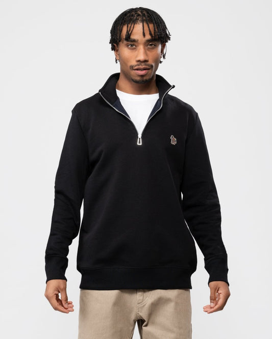 PS Paul Smith Mens Long Sleeve Regular Fit Half Zip Zebra Logo Sweatshirt - 79 Black