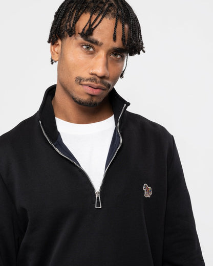 PS Paul Smith Mens Long Sleeve Regular Fit Half Zip Zebra Logo Sweatshirt - 79 Black