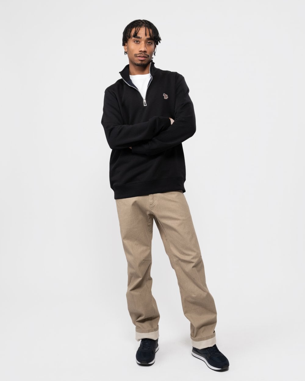 PS Paul Smith Mens Long Sleeve Regular Fit Half Zip Zebra Logo Sweatshirt - 79 Black