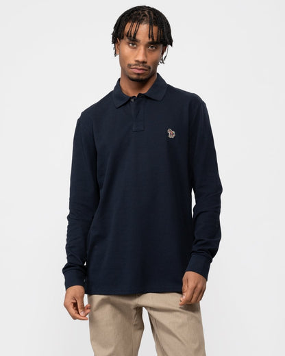 PS Paul Smith Mens Regular Fit Long Sleeve Sports Stripe Zebra Polo - 49 Very Dark Navy