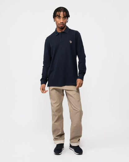 PS Paul Smith Mens Regular Fit Long Sleeve Sports Stripe Zebra Polo - 49 Very Dark Navy