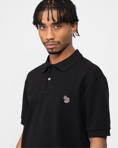 PS Paul Smith Mens Regular Fit Cotton-Piqué Zebra Logo Polo Shirt - 79 Black