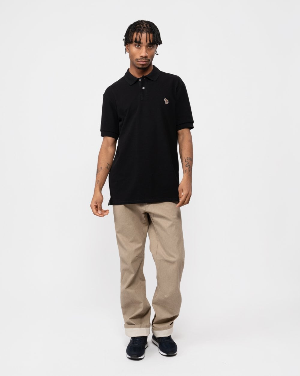 PS Paul Smith Mens Regular Fit Cotton-Piqué Zebra Logo Polo Shirt - 79 Black
