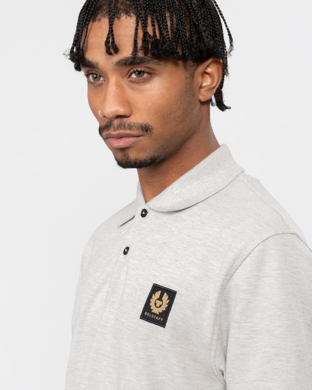 Belstaff Short Sleeved Mens Polo - Old Silver Heather
