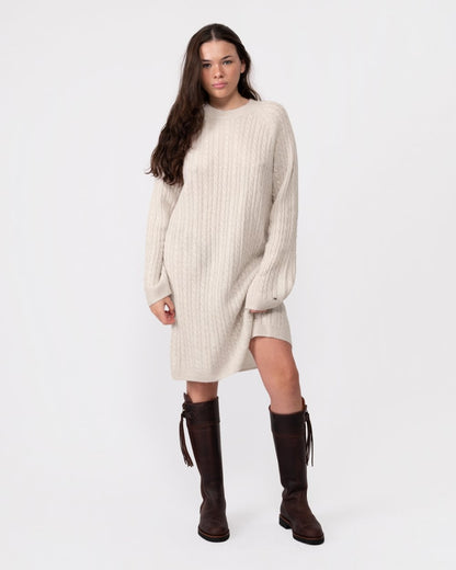 Tommy Hilfiger Cable Knit Womens Relaxed Jumper Dress - Cashmere Creme