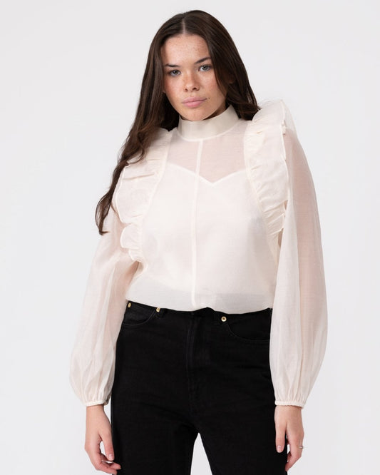 Ted Baker Aubreei Womens Knit Rib Collar Top With Balloon Sleeves