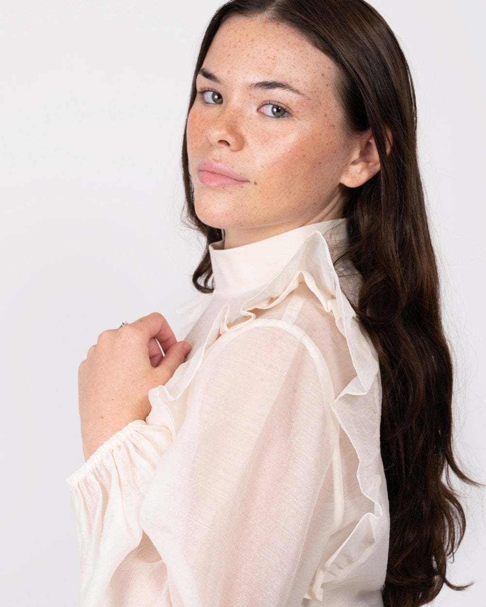 Ted Baker Aubreei Womens Knit Rib Collar Top With Balloon Sleeves