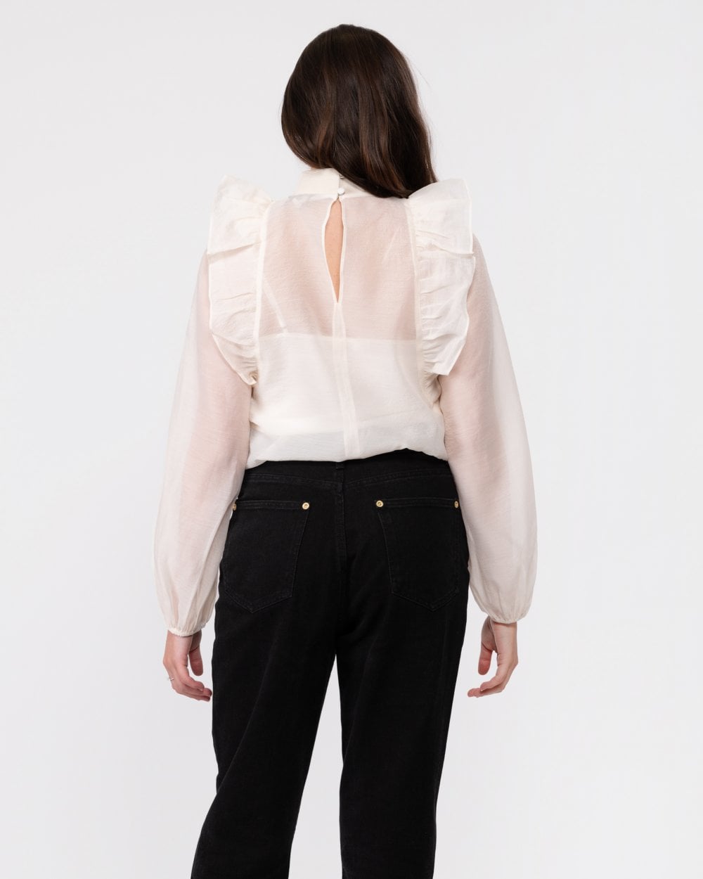 Ted Baker Aubreei Womens Knit Rib Collar Top With Balloon Sleeves