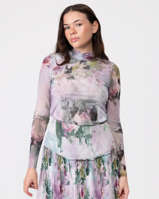 Ted Baker Jasmeee Womens High Neck Printed Mesh Top