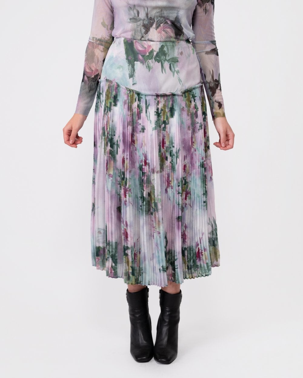 Ted Baker Meliya Womens Printed Pleated Skirt