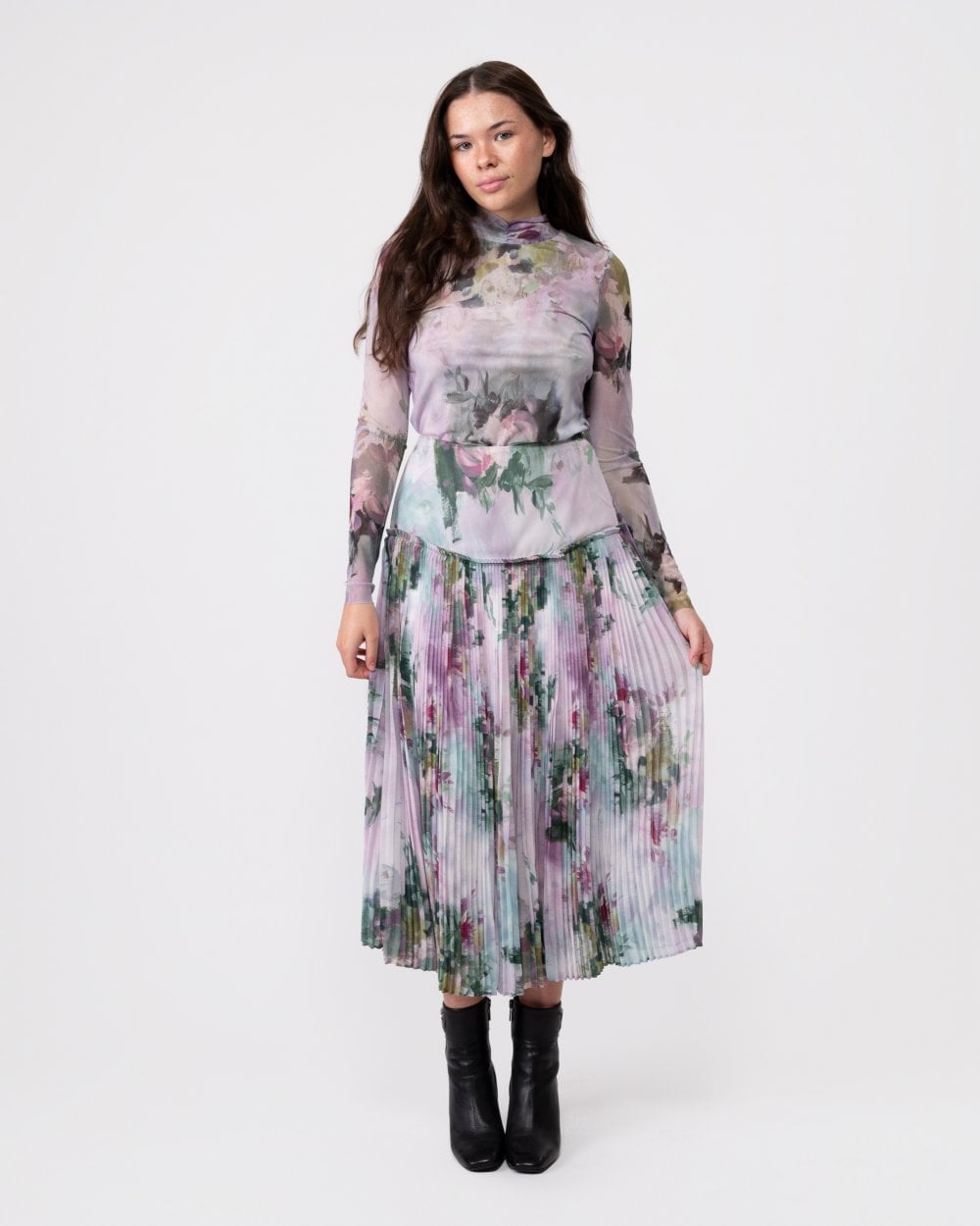 Ted Baker Meliya Womens Printed Pleated Skirt