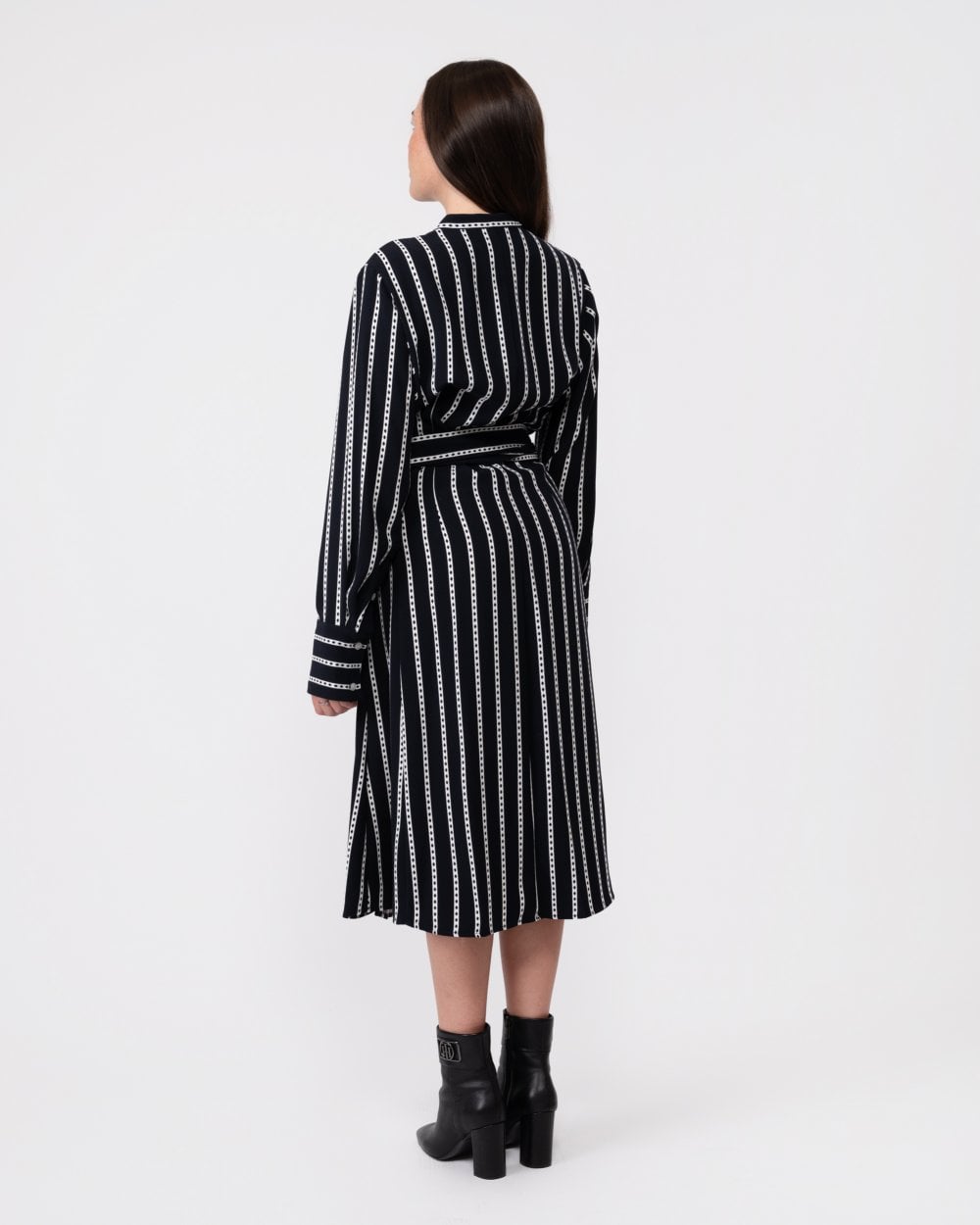 Tommy Hilfiger Argyle Stripe Long Sleeve Womens Midi Shirt Dress