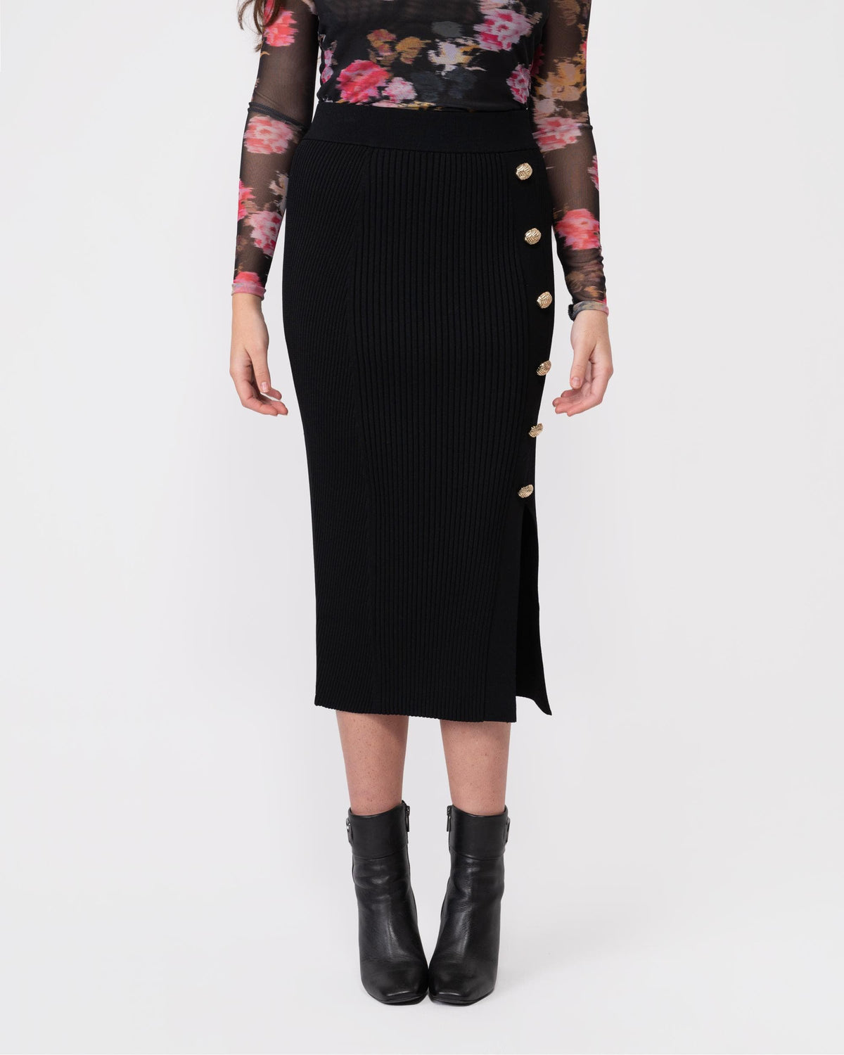 Betylou Rib Detail Biker Knit Skirt