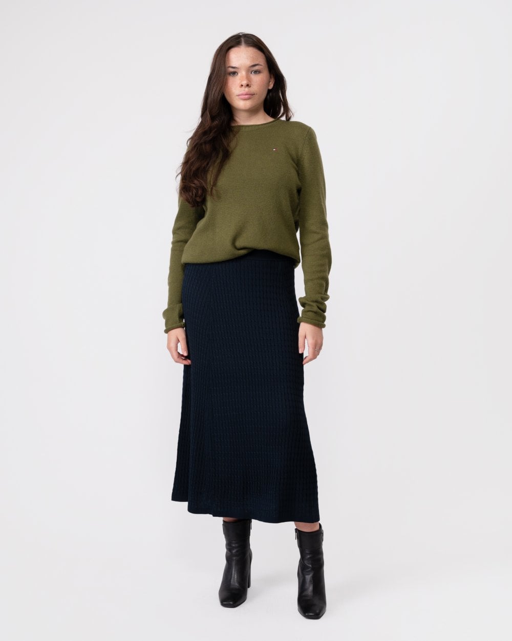 Tommy Hilfiger Micro Cable Womens Flared Skirt