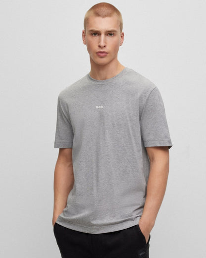 BOSS Orange TChup Mens Crew Neck Small Logo T-Shirt - Light/Pastel Grey 051
