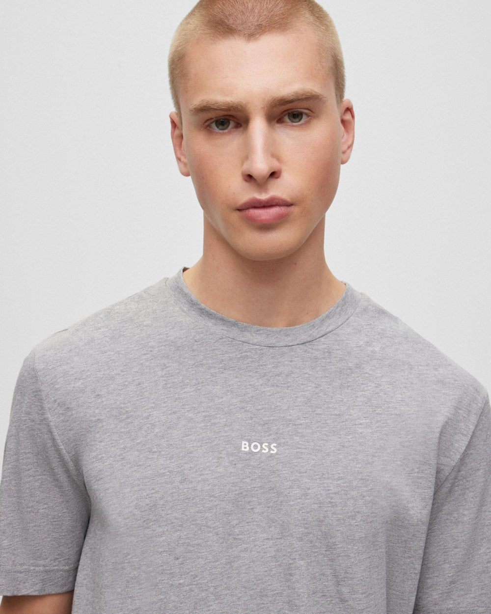 BOSS Orange TChup Mens Crew Neck Small Logo T-Shirt - Light/Pastel Grey 051