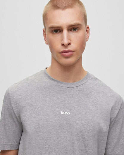 BOSS Orange TChup Mens Crew Neck Small Logo T-Shirt - Light/Pastel Grey 051