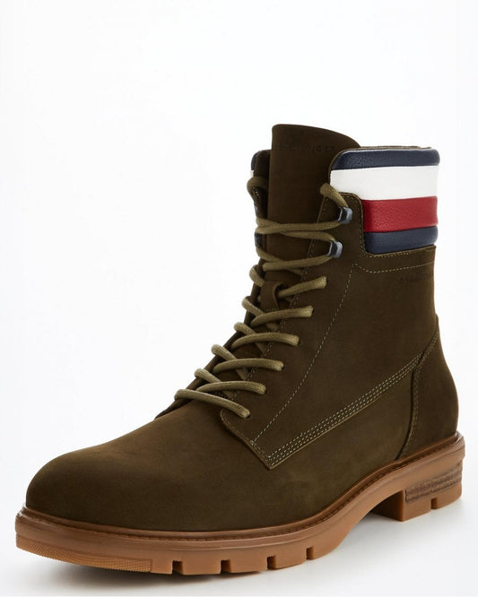 Tommy Hilfiger Corporate Hilfiger Mens Nubuck Boots - Army Green