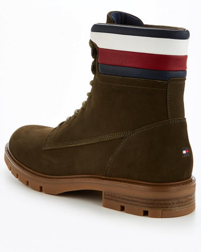 Tommy Hilfiger Corporate Hilfiger Mens Nubuck Boots - Army Green