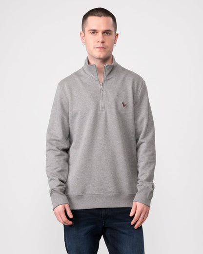 PS Paul Smith Mens Long Sleeve Regular Fit Half Zip Zebra Logo Sweatshirt - 72 Grey Melange