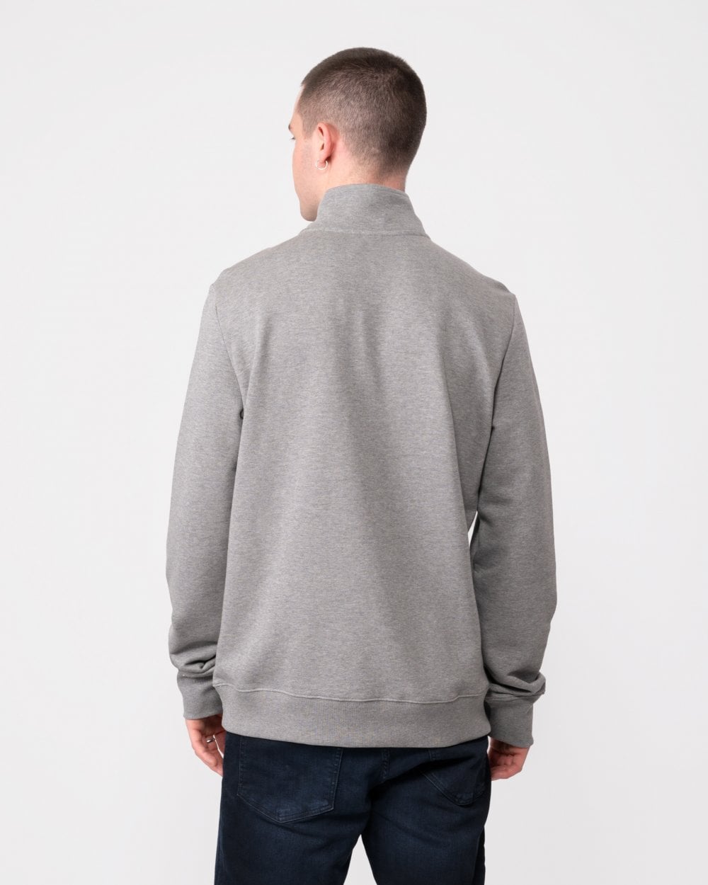 PS Paul Smith Mens Long Sleeve Regular Fit Half Zip Zebra Logo Sweatshirt - 72 Grey Melange