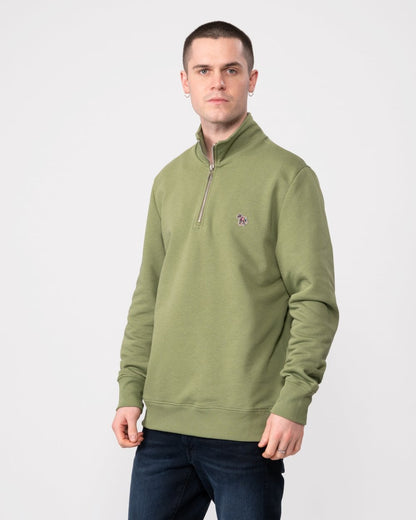 PS Paul Smith Mens Reg Fit Half Zip Zebra Logo Sweatshirt