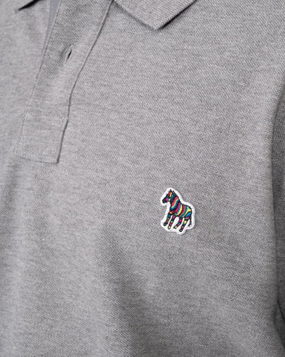 PS Paul Smith Mens Regular Fit Cotton-Piqué Zebra Logo Polo Shirt - 72 Grey Melange