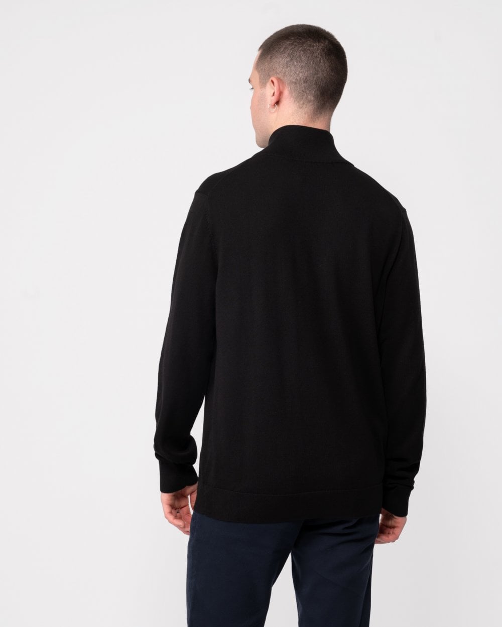 PS Paul Smith Mens Zip Neck Zebra Badge Sweater - 79 Black