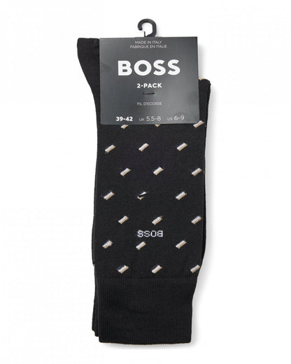 BOSS Orange 2-Pack Mens Regular Length Mercerised Cotton-Blend Socks