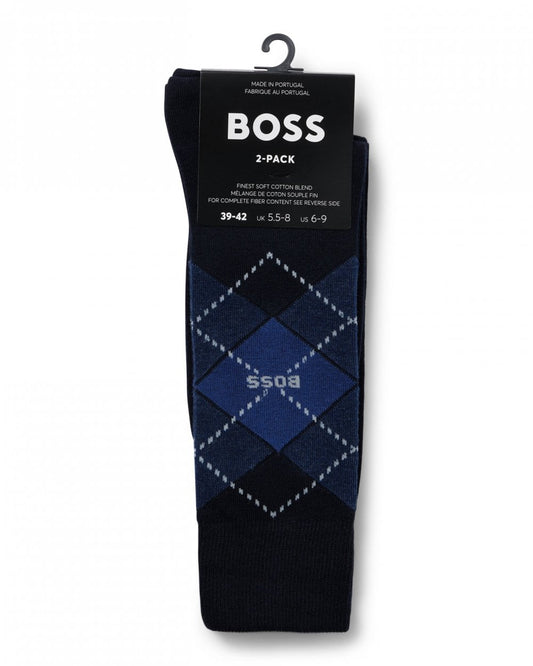 BOSS Orange BOSS Orange 2-Pack Mens Regular Length Combed Cotton Argyle Socks