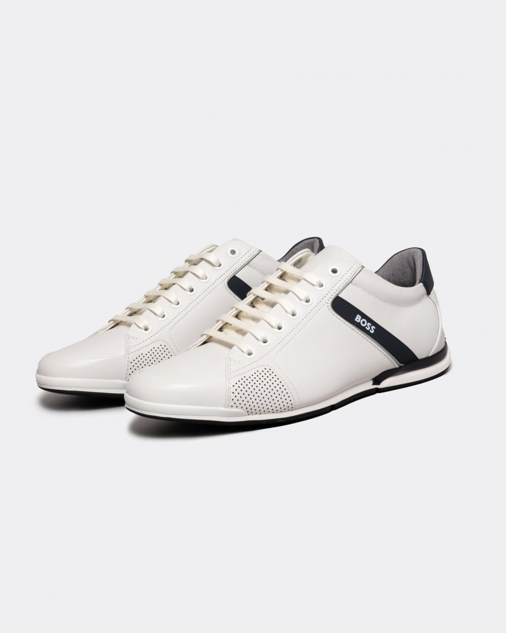 BOSS Orange Saturn Mens Low Profile Leather Trainers With Odour-Control Lining NOS