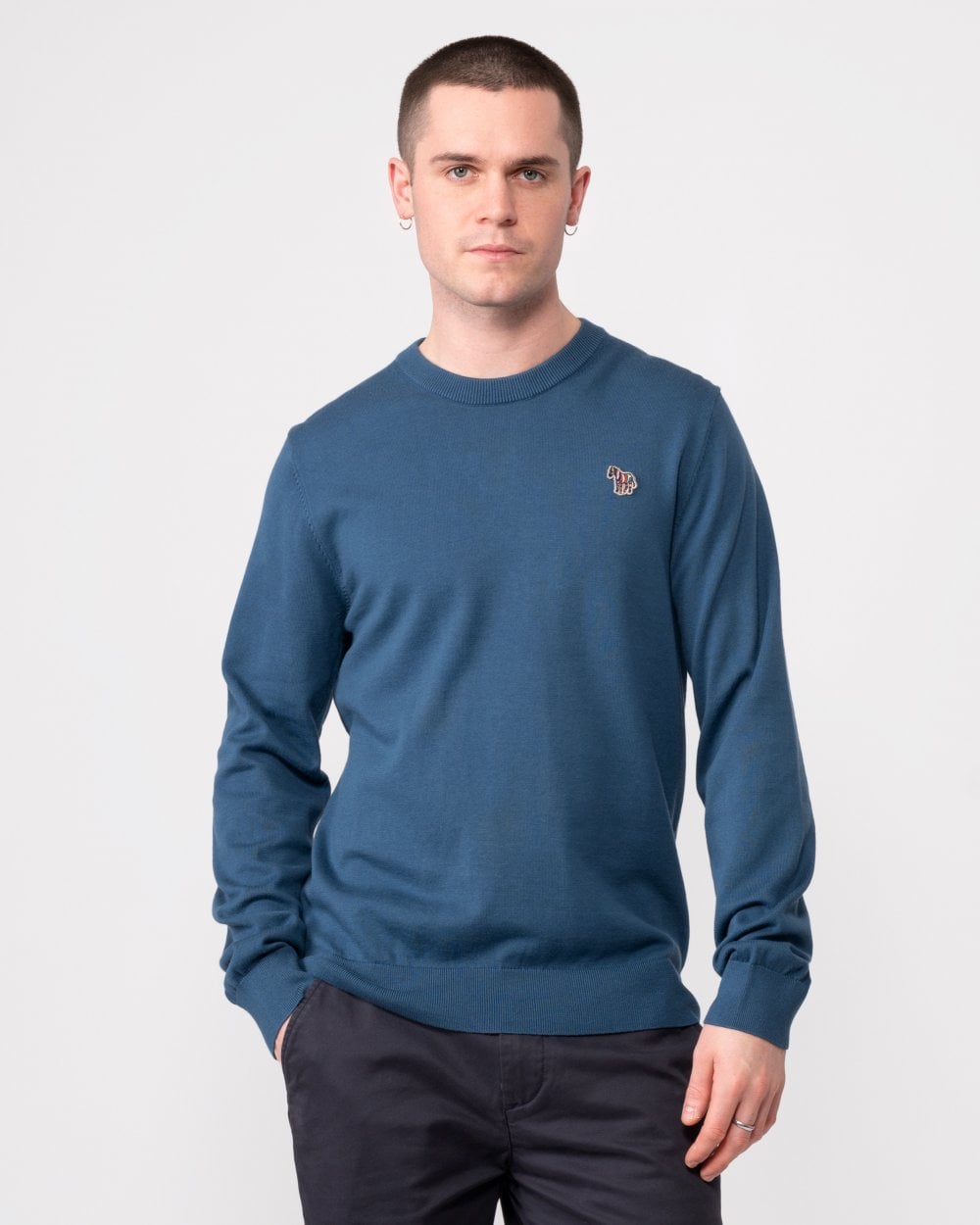 PS Paul Smith Mens Crew Neck Zebra Badge Jumper - 46 Indigo
