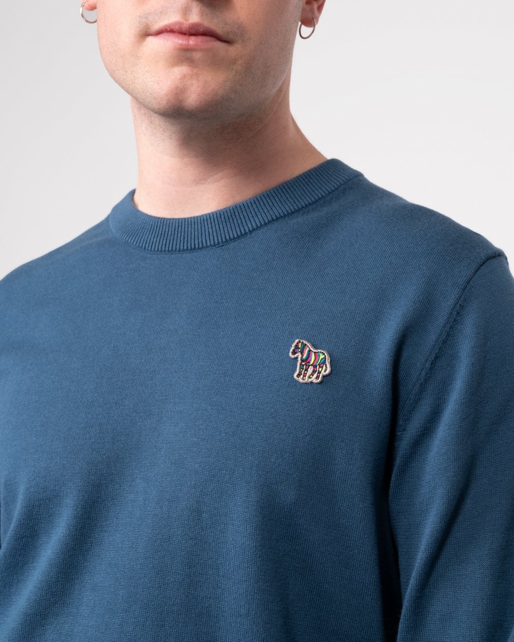 PS Paul Smith Mens Crew Neck Zebra Badge Jumper - 46 Indigo