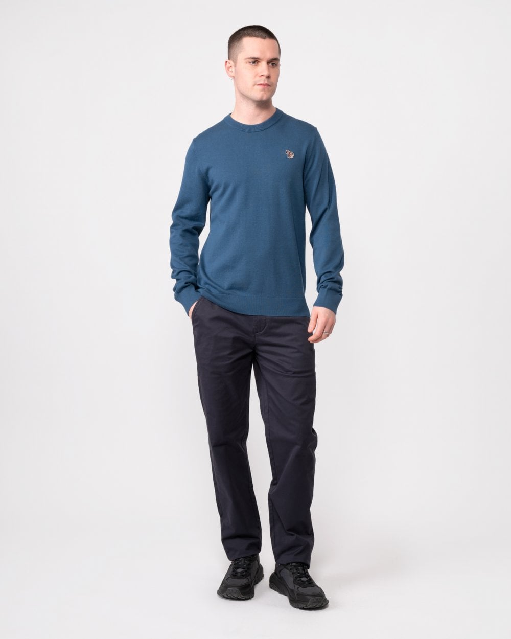 PS Paul Smith Mens Crew Neck Zebra Badge Jumper - 46 Indigo